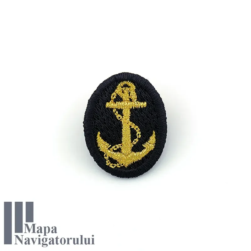 Insignă brodată Mapa Navigatorului – Ancoră ovală – 2,5x3 cm